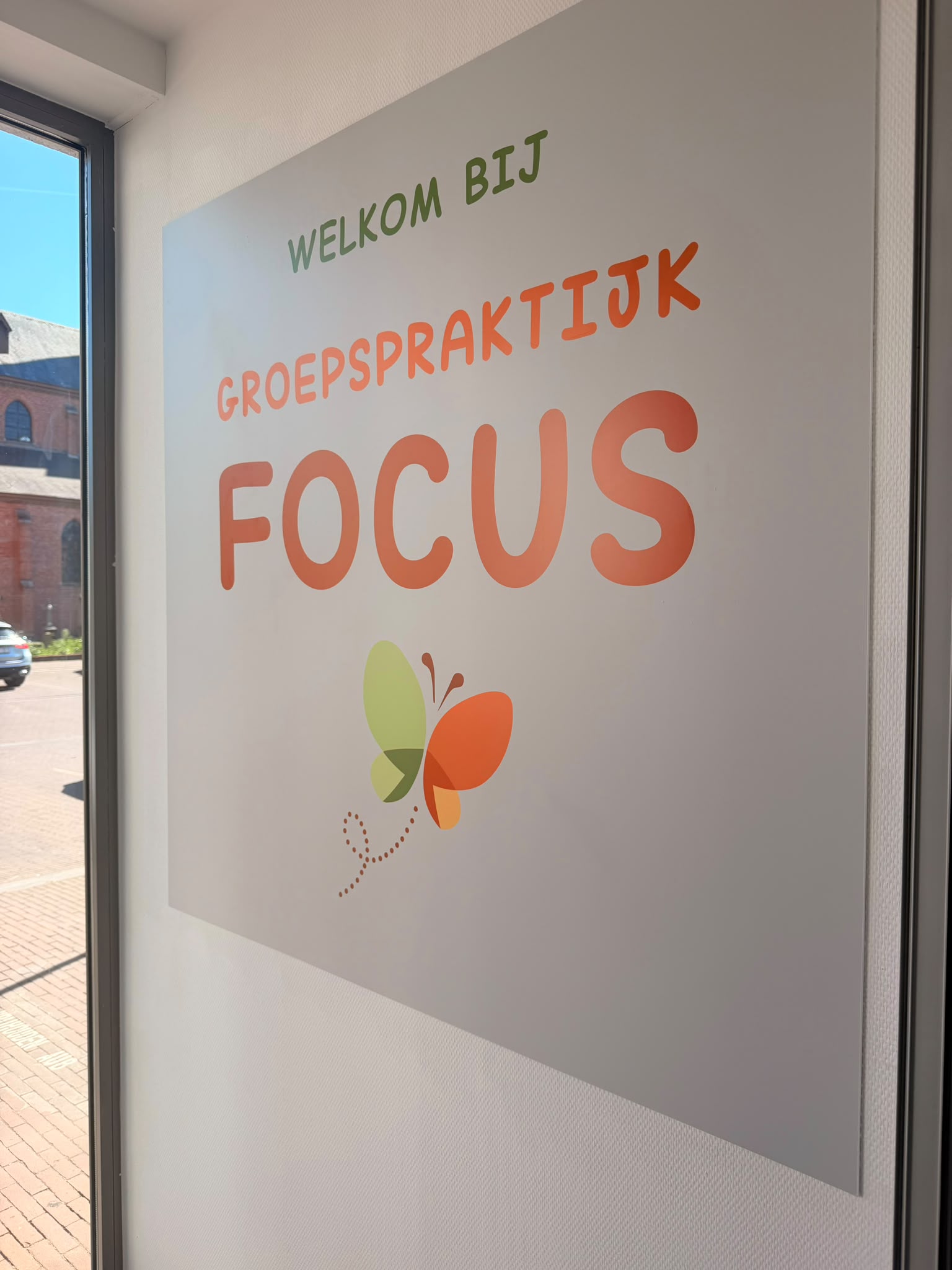 Welkomsbord van Groepspraktijk Focus
